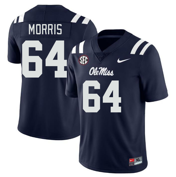 Ole Miss Rebels #64 Ethan Morris College Football Jerseyes Stitched Sale-Navy